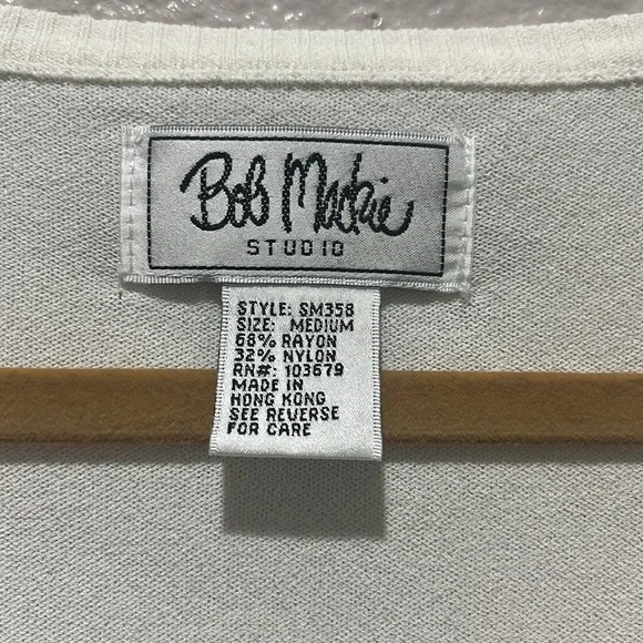 Vintage BOB MACKIE STUDIO Womens Size M Off White Embroidered Cardigan Sweater - Picture 3 of 8